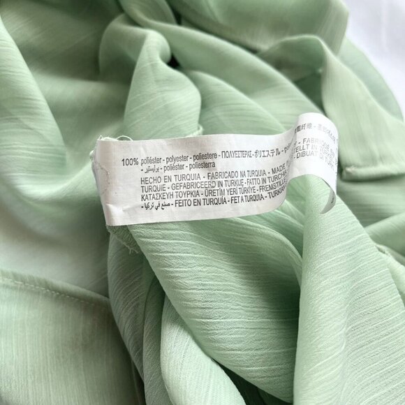 ZARA PASTEL MINT SHEER CHIFFON DOLMAN SLEEVE CROPPED BUTTON DOWN SHIRT -XS - Picture 10 of 10